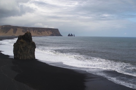 View of sea stacks from Dyrholaey
